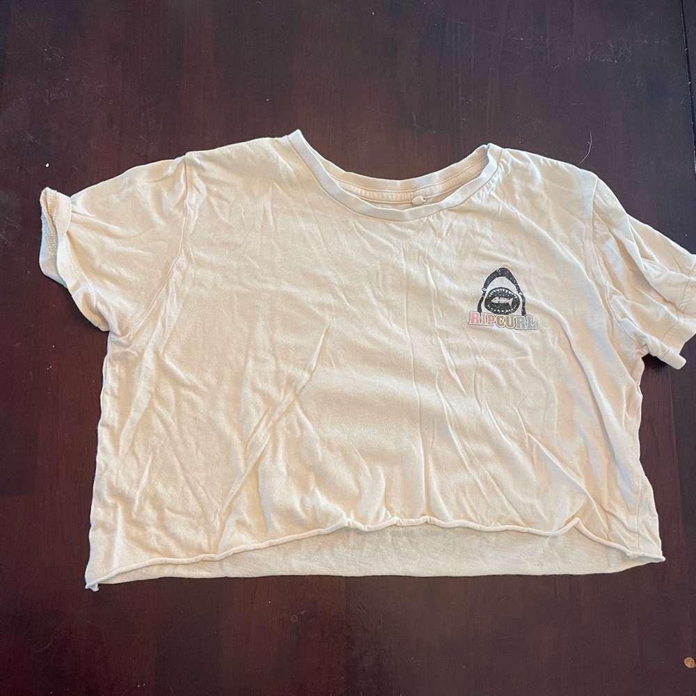 Cream Graphic Crop Top
